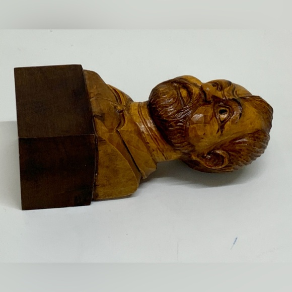 Vintage Hand Carved Wooden Spanish Sancho Panza Don Quixote Bust Statue - Picture 4 of 16